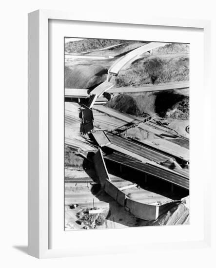 1971 San Fernando Earthquake Collapsed Freeway Overpasses-null-Framed Photo