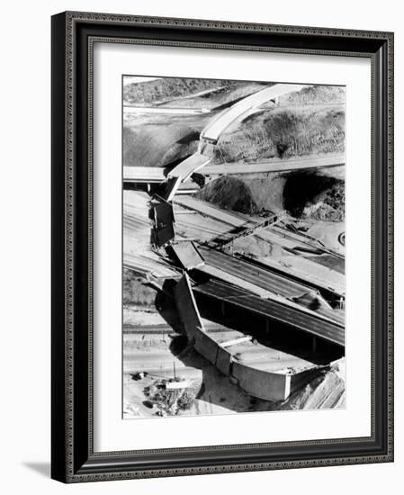 1971 San Fernando Earthquake Collapsed Freeway Overpasses-null-Framed Photo