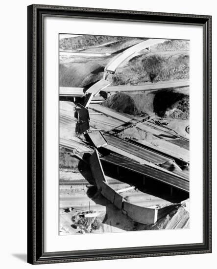 1971 San Fernando Earthquake Collapsed Freeway Overpasses-null-Framed Photo