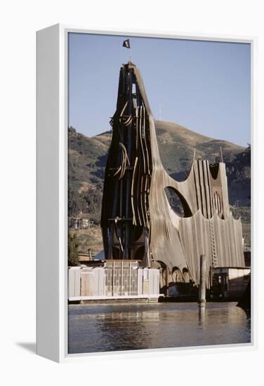 1971: View of a Sculpted Floating House Built by Chris Robert, Sausalito, California-Michael Rougier-Framed Premier Image Canvas