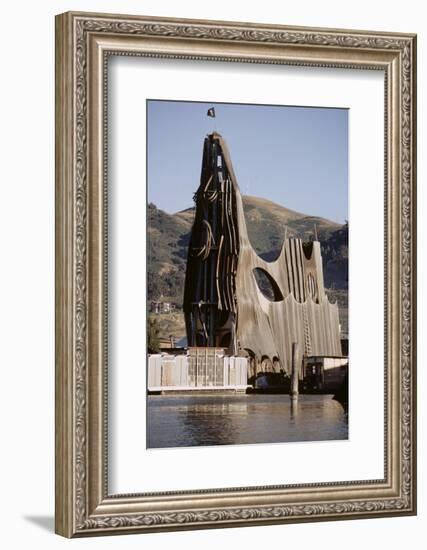 1971: View of a Sculpted Floating House Built by Chris Robert, Sausalito, California-Michael Rougier-Framed Photographic Print