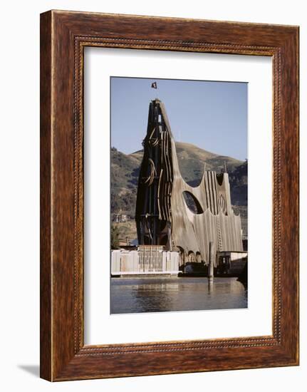 1971: View of a Sculpted Floating House Built by Chris Robert, Sausalito, California-Michael Rougier-Framed Photographic Print