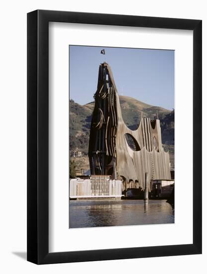 1971: View of a Sculpted Floating House Built by Chris Robert, Sausalito, California-Michael Rougier-Framed Photographic Print