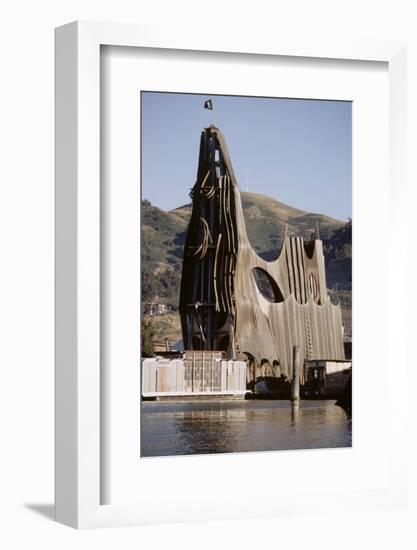 1971: View of a Sculpted Floating House Built by Chris Robert, Sausalito, California-Michael Rougier-Framed Photographic Print