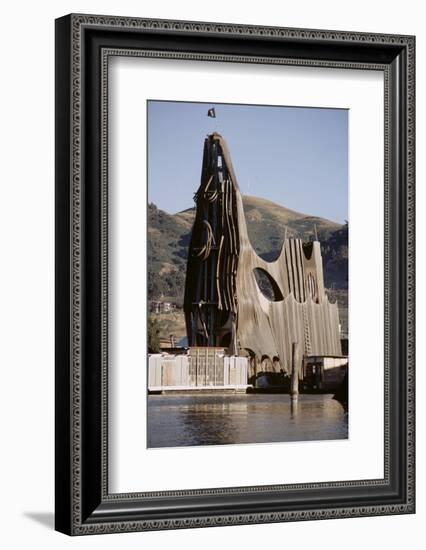 1971: View of a Sculpted Floating House Built by Chris Robert, Sausalito, California-Michael Rougier-Framed Photographic Print