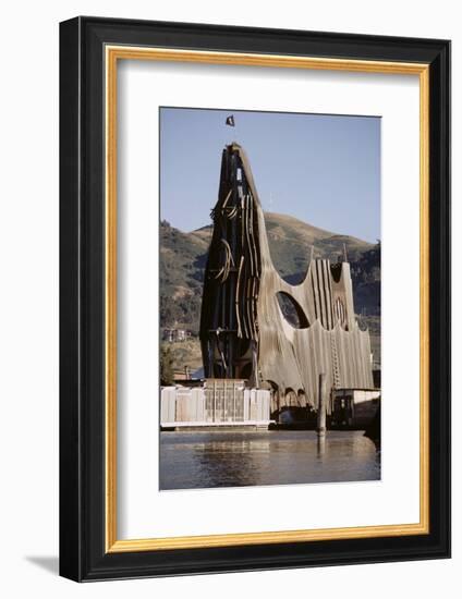 1971: View of a Sculpted Floating House Built by Chris Robert, Sausalito, California-Michael Rougier-Framed Photographic Print