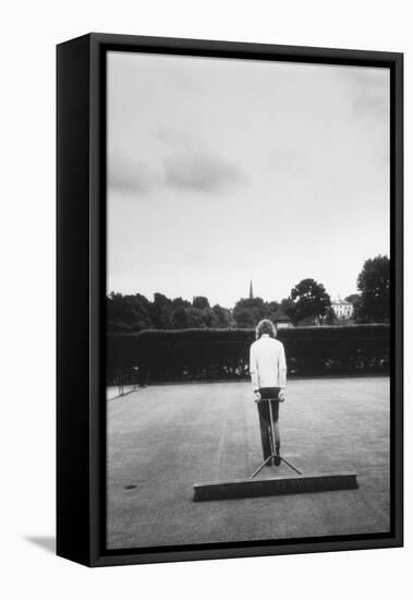 1971 Wimbledon: Worker Combing the Tennis Court Turf-Alfred Eisenstaedt-Framed Premier Image Canvas