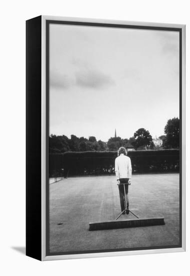 1971 Wimbledon: Worker Combing the Tennis Court Turf-Alfred Eisenstaedt-Framed Premier Image Canvas