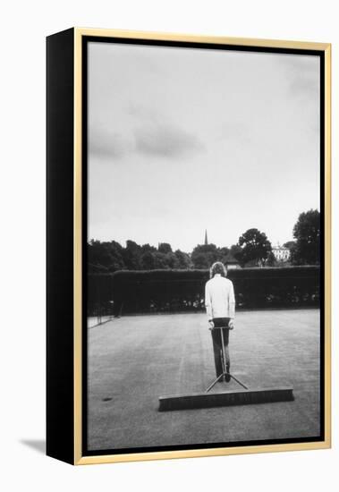 1971 Wimbledon: Worker Combing the Tennis Court Turf-Alfred Eisenstaedt-Framed Premier Image Canvas