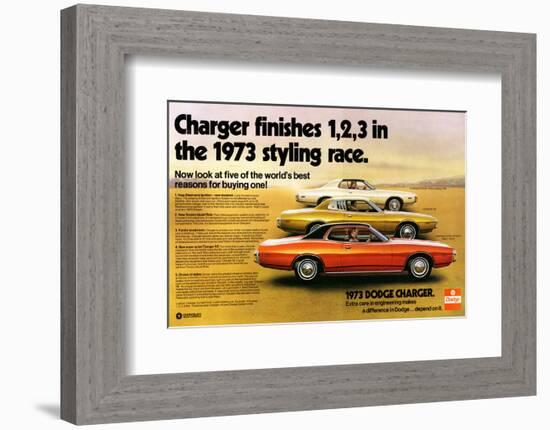 1973 Dodge Charger Stylingrace-null-Framed Premium Giclee Print