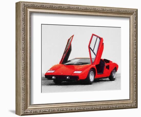 1974 Lamborghini Countach Open Doors Watercolor-NaxArt-Framed Premium Giclee Print