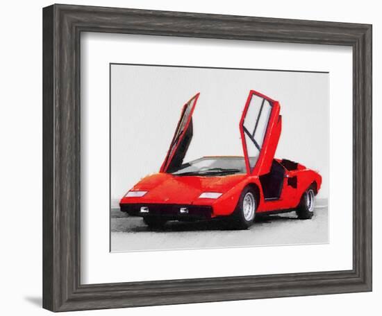 1974 Lamborghini Countach Open Doors Watercolor-NaxArt-Framed Art Print