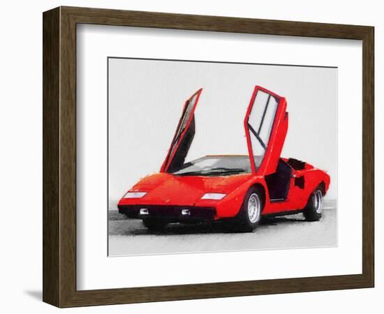 1974 Lamborghini Countach Open Doors Watercolor-NaxArt-Framed Art Print