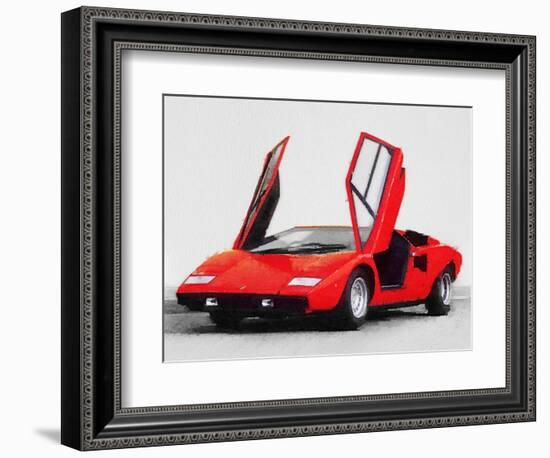 1974 Lamborghini Countach Open Doors Watercolor-NaxArt-Framed Art Print