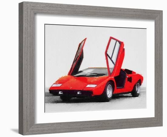 1974 Lamborghini Countach Open Doors Watercolor-NaxArt-Framed Art Print