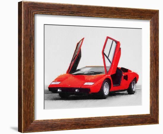 1974 Lamborghini Countach Open Doors Watercolor-NaxArt-Framed Art Print