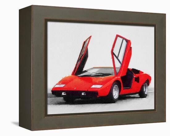 1974 Lamborghini Countach Open Doors Watercolor-NaxArt-Framed Stretched Canvas