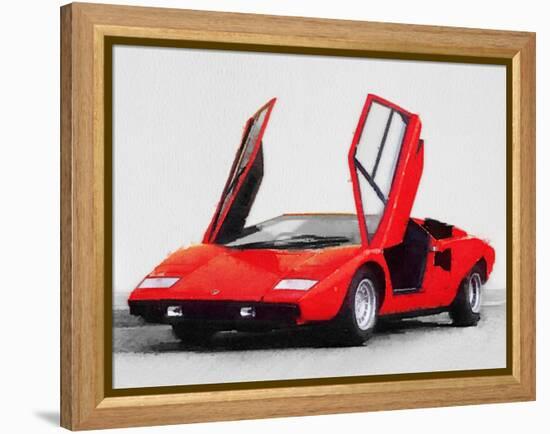 1974 Lamborghini Countach Open Doors Watercolor-NaxArt-Framed Stretched Canvas