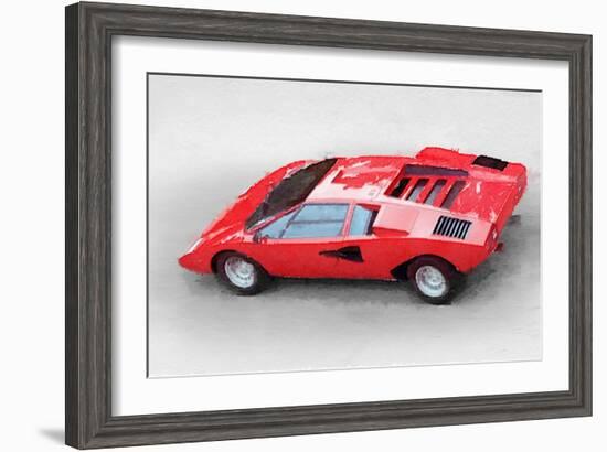 1974 Lamborghini Countach Watercolor-NaxArt-Framed Art Print