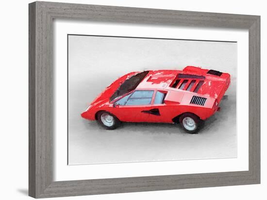 1974 Lamborghini Countach Watercolor-NaxArt-Framed Art Print