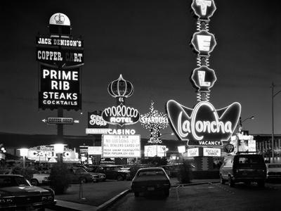 1980s Night Neon on the Strip for El Morocco La Concha Stardust Las Vegas,,  Nevada' Photographic Print | Art.com