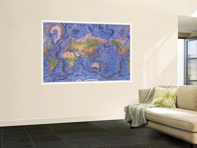 1981 World Ocean Floor Map Wall Mural By National Geographic Maps