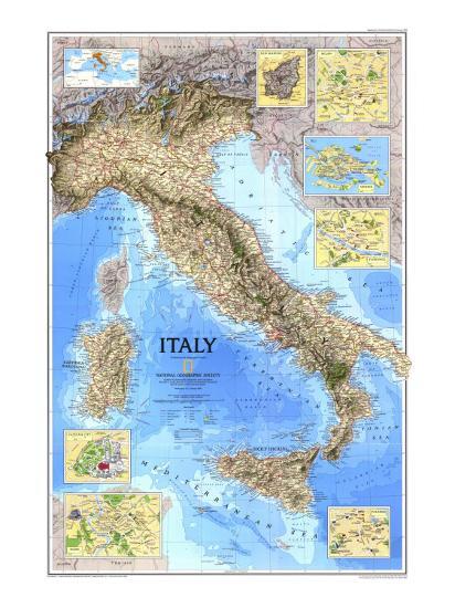 1995 Italy Map Art Print By National Geographic Maps Artcom 1995 Italy Map Art Print By National Geographic Maps Artcom