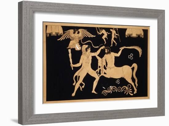 19th Century Antique Vase Illustration of Hercules Fighting Centaur Chiron-Stapleton Collection-Framed Giclee Print