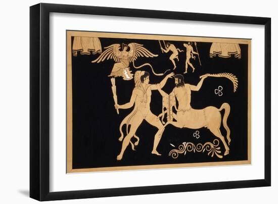 19th Century Antique Vase Illustration of Hercules Fighting Centaur Chiron-Stapleton Collection-Framed Giclee Print