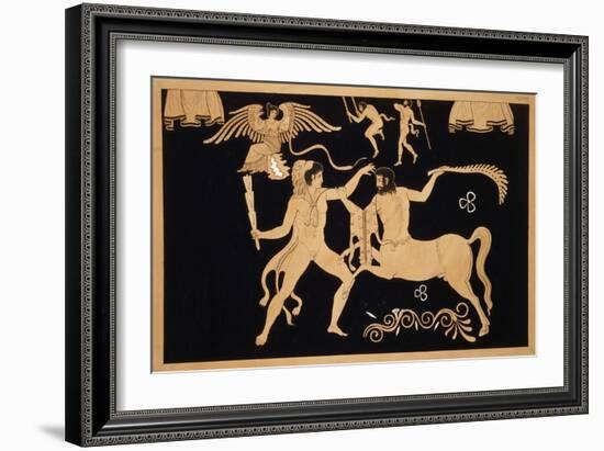 19th Century Antique Vase Illustration of Hercules Fighting Centaur Chiron-Stapleton Collection-Framed Giclee Print