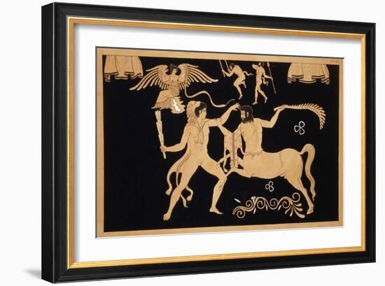 19th Century Antique Vase Illustration of Hercules Fighting Centaur Chiron-Stapleton Collection-Framed Giclee Print