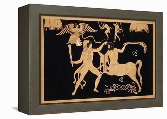 19th Century Antique Vase Illustration of Hercules Fighting Centaur Chiron-Stapleton Collection-Framed Premier Image Canvas