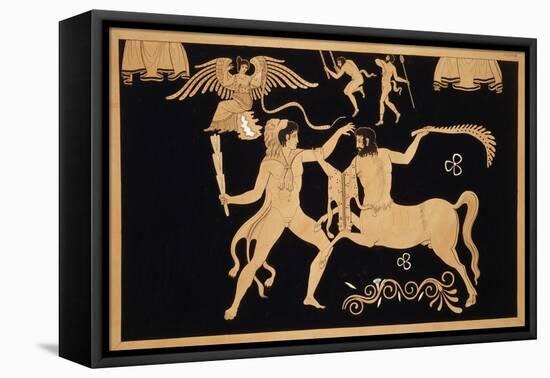 19th Century Antique Vase Illustration of Hercules Fighting Centaur Chiron-Stapleton Collection-Framed Premier Image Canvas