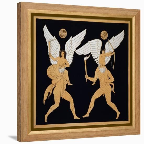 19th Century Antique Vase Illustration of Winged Figures on Men's Backs-Stapleton Collection-Framed Premier Image Canvas