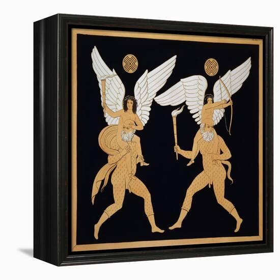 19th Century Antique Vase Illustration of Winged Figures on Men's Backs-Stapleton Collection-Framed Premier Image Canvas