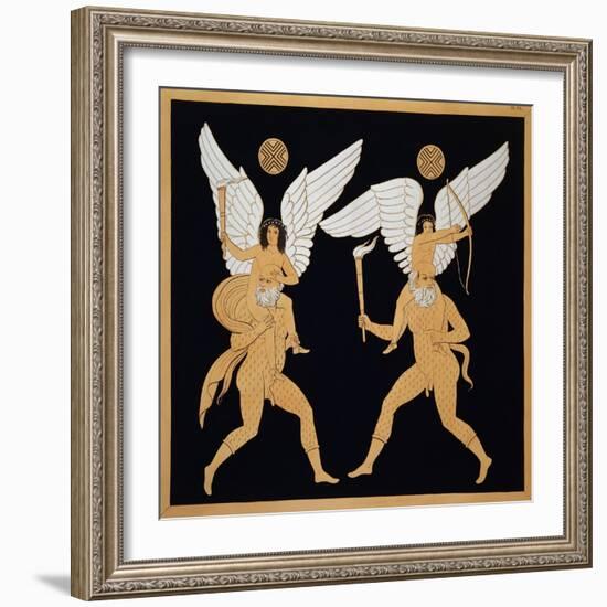 19th Century Antique Vase Illustration of Winged Figures on Men's Backs-Stapleton Collection-Framed Giclee Print