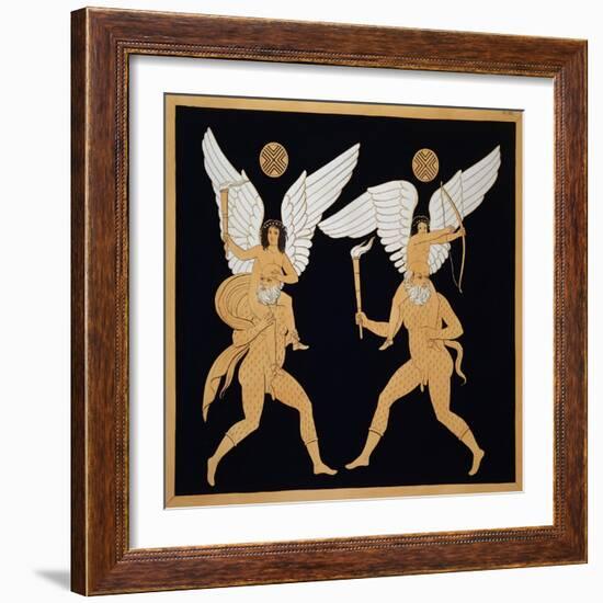 19th Century Antique Vase Illustration of Winged Figures on Men's Backs-Stapleton Collection-Framed Giclee Print