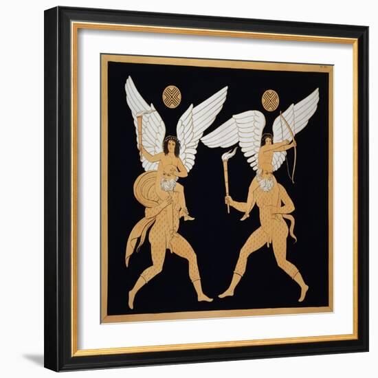 19th Century Antique Vase Illustration of Winged Figures on Men's Backs-Stapleton Collection-Framed Giclee Print