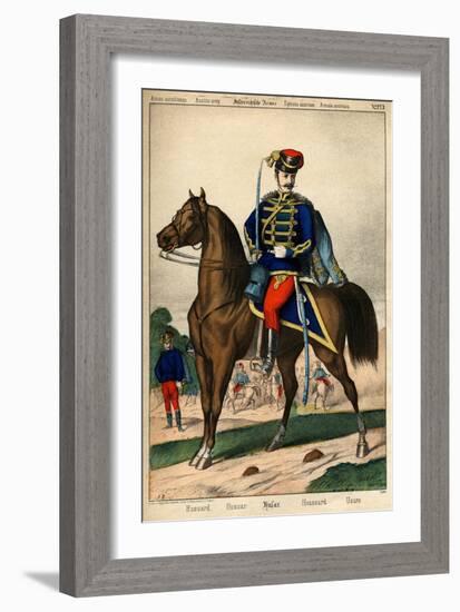 19Th-Century Engraving of a Hussar of the Austrian Army-Stefano Bianchetti-Framed Giclee Print
