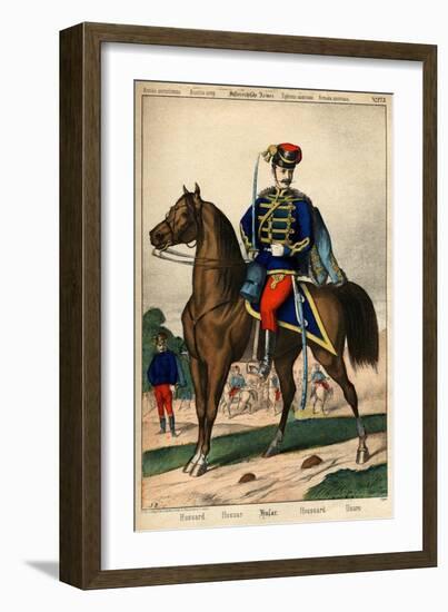 19Th-Century Engraving of a Hussar of the Austrian Army-Stefano Bianchetti-Framed Giclee Print