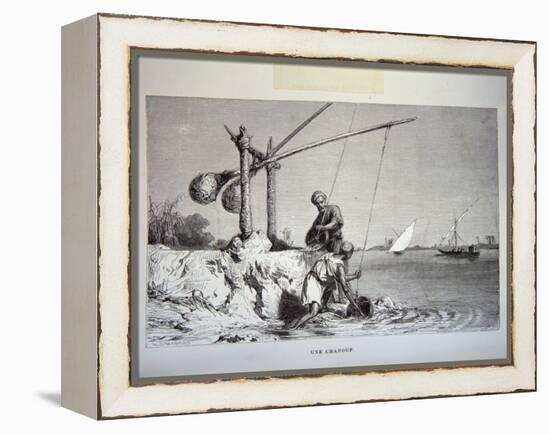 19th-Century Engraving of Egyptian Men Using a Shadoof-null-Framed Premier Image Canvas