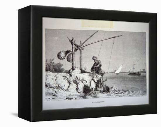 19th-Century Engraving of Egyptian Men Using a Shadoof-null-Framed Premier Image Canvas