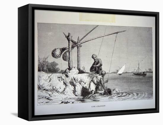 19th-Century Engraving of Egyptian Men Using a Shadoof-null-Framed Premier Image Canvas