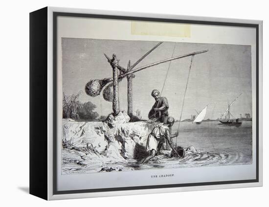 19th-Century Engraving of Egyptian Men Using a Shadoof-null-Framed Premier Image Canvas