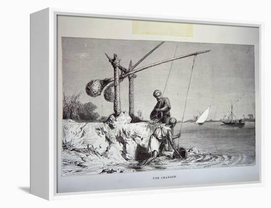 19th-Century Engraving of Egyptian Men Using a Shadoof-null-Framed Premier Image Canvas