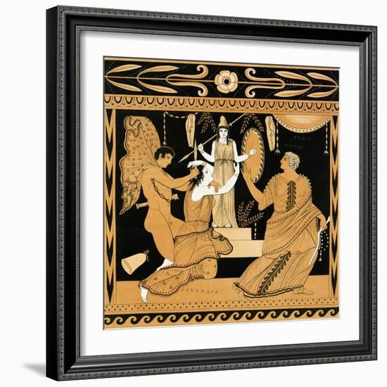 19th Century Greek Vase Illustration of Cassandra with Apollo and Minerva-Stapleton Collection-Framed Giclee Print