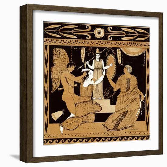 19th Century Greek Vase Illustration of Cassandra with Apollo and Minerva-Stapleton Collection-Framed Giclee Print