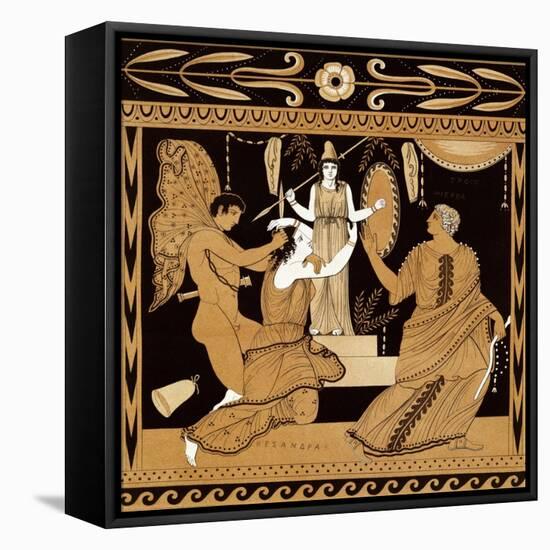 19th Century Greek Vase Illustration of Cassandra with Apollo and Minerva-Stapleton Collection-Framed Premier Image Canvas