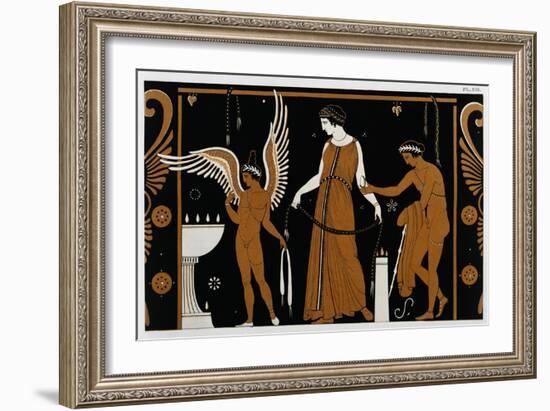 19th Century Greek Vase Illustration of Eros Before an Altar with a Woman-Stapleton Collection-Framed Giclee Print