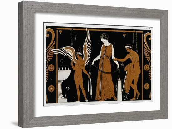 19th Century Greek Vase Illustration of Eros Before an Altar with a Woman-Stapleton Collection-Framed Giclee Print